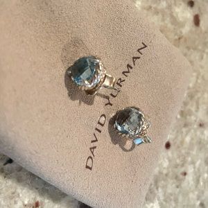 Authentic David Yurman Chatelaine Earrings with Blue Topaz